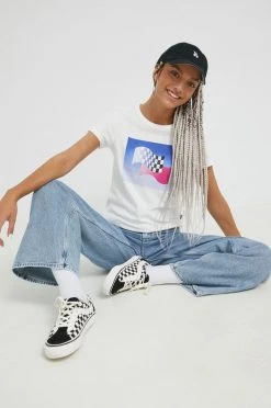 Γυναικεία Κοντομάνικο Βαμβακερό μπλουζάκι Vans άσπρο