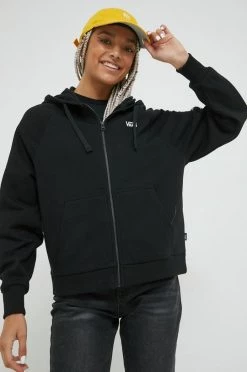 Γυναικεία Με φερμουάρ Βαμβακερή μπλούζα Vans χρώμα: μαύρο,