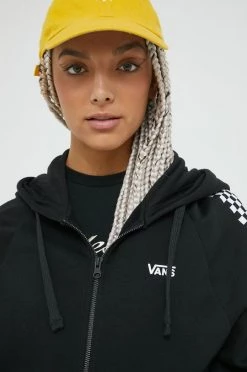 Γυναικεία Με φερμουάρ Βαμβακερή μπλούζα Vans χρώμα: μαύρο, -Vans Κατάστημα unnamed file 111