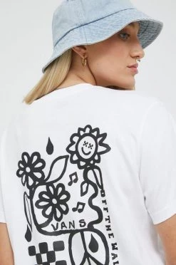 Γυναικεία Κοντομάνικο Βαμβακερό μπλουζάκι Vans άσπρο