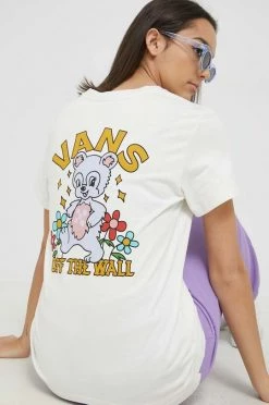 Γυναικεία Κοντομάνικο Βαμβακερό μπλουζάκι Vans μπεζ