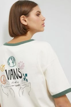 Γυναικεία Κοντομάνικο Βαμβακερό μπλουζάκι Vans μπεζ