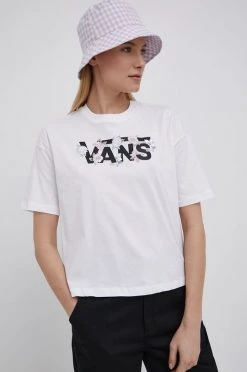Γυναικεία Κοντομάνικο Βαμβακερό μπλουζάκι Vans άσπρο