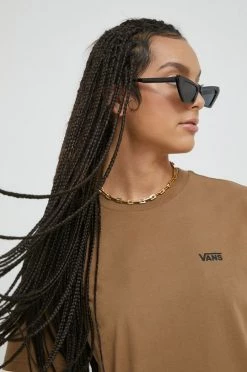 Γυναικεία Κοντομάνικο Βαμβακερό μπλουζάκι Vans καφέ