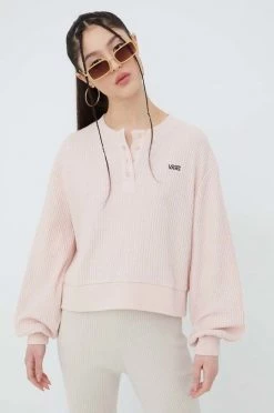 Γυναικεία Χωρίς φερμουάρ Βαμβακερή μπλούζα Vans χρώμα: ροζ,