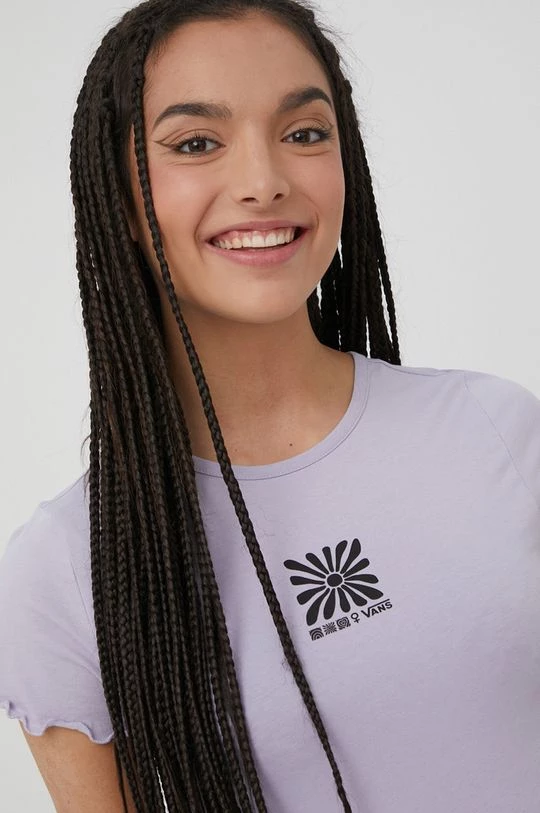 Γυναικεία Κοντομάνικο Μπλουζάκι Vans χρώμα: μοβ 4 Γυναικεία Κοντομάνικο Μπλουζάκι Vans χρώμα: μοβ - Image 2