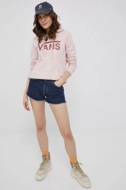 Γυναικεία Χωρίς φερμουάρ Βαμβακερή μπλούζα Vans χρώμα: ροζ,
