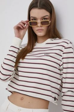 Γυναικεία Μακρυμάνικο Vans - Βαμβακερό πουκάμισο με μακριά μανίκια κρεμ