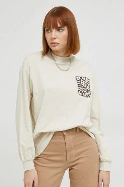 Γυναικεία Μακρυμάνικο Βαμβακερή μπλούζα με μακριά μανίκια Vans μπεζ,