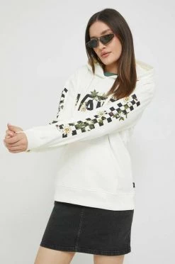 Γυναικεία Χωρίς φερμουάρ Βαμβακερή μπλούζα Vans χρώμα: μπεζ, με κουκούλα -Vans Κατάστημα unnamed file 318