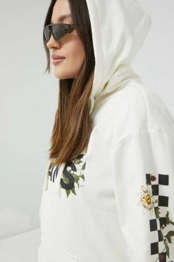 Γυναικεία Χωρίς φερμουάρ Βαμβακερή μπλούζα Vans χρώμα: μπεζ, με κουκούλα -Vans Κατάστημα unnamed file 319