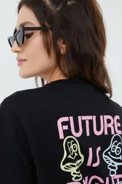 Γυναικεία Κοντομάνικο Βαμβακερό μπλουζάκι Vans μαύρο