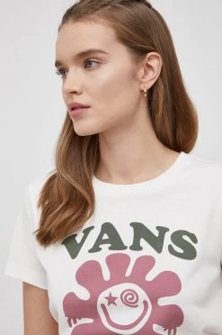 Γυναικεία Κοντομάνικο Βαμβακερό μπλουζάκι Vans κρεμ