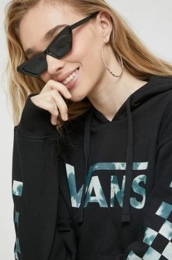 Γυναικεία Χωρίς φερμουάρ Βαμβακερή μπλούζα Vans χρώμα: μαύρο,