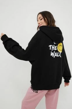 Γυναικεία Χωρίς φερμουάρ Βαμβακερή μπλούζα Vans χρώμα: μαύρο,