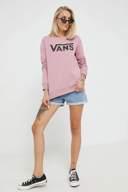 Γυναικεία Χωρίς φερμουάρ Βαμβακερή μπλούζα Vans χρώμα: ροζ, 4 Γυναικεία Χωρίς φερμουάρ Βαμβακερή μπλούζα Vans χρώμα: ροζ, - Image 2