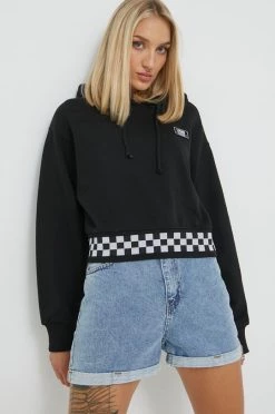 Γυναικεία Χωρίς φερμουάρ Βαμβακερή μπλούζα Vans χρώμα: μαύρο,