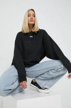 Γυναικεία Χωρίς φερμουάρ Βαμβακερή μπλούζα Vans χρώμα: μαύρο,