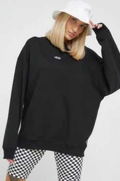 Γυναικεία Χωρίς φερμουάρ Βαμβακερή μπλούζα Vans χρώμα: μαύρο,