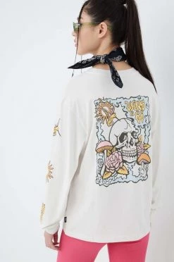 Γυναικεία Μακρυμάνικο Βαμβακερή μπλούζα με μακριά μανίκια Vans μπεζ,