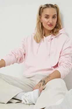 Γυναικεία Χωρίς φερμουάρ Βαμβακερή μπλούζα Vans χρώμα: ροζ, με κουκούλα